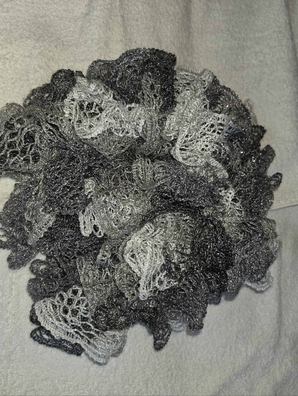 Source Unknown Gray Ruffle Knit Scarf - Picture 1 of 7